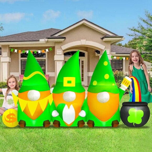 St Patricks Day Inflatables Outdoor Decor with Leprechauns and Rainbows - Picture 4 of 9